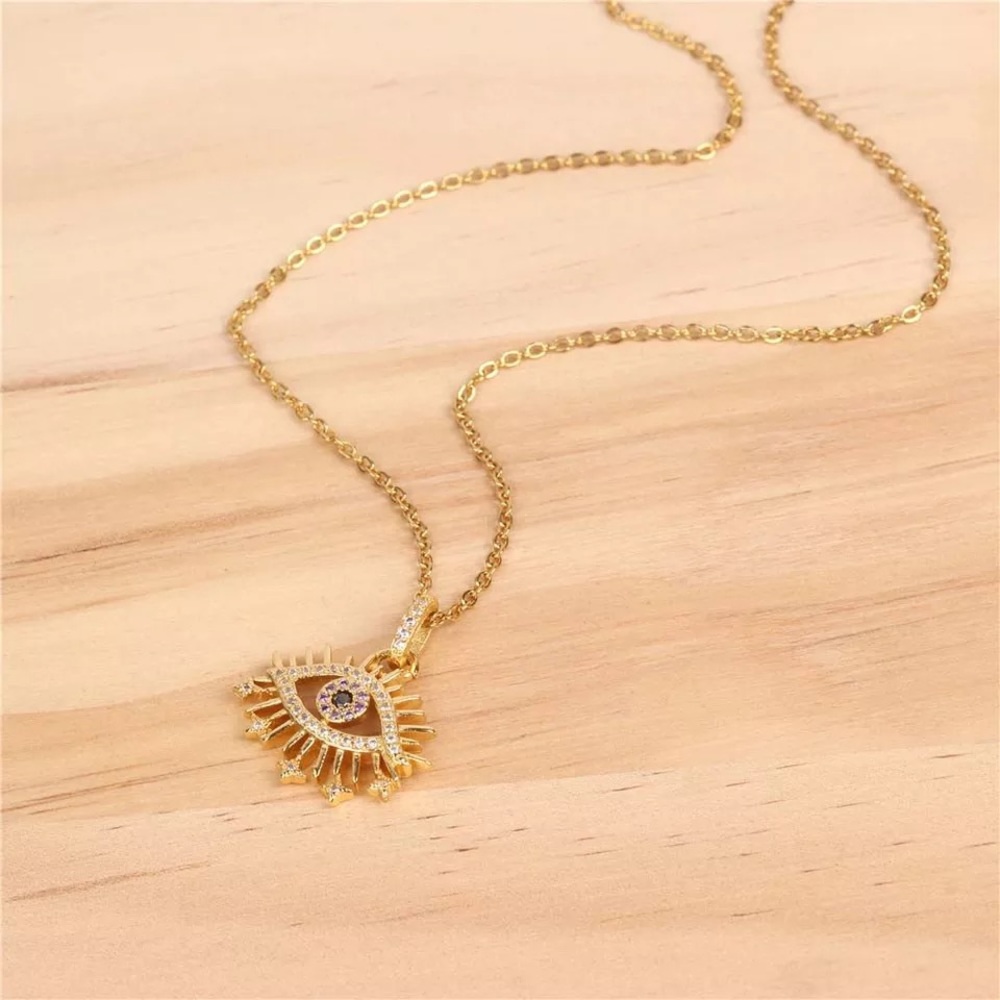 Turkish Evil Eye Necklace....Color: Gold...New